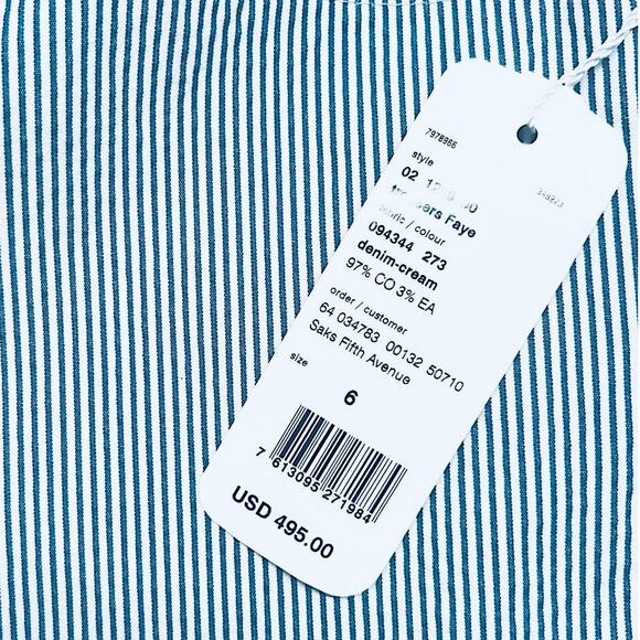 Akris Punto Striped Blue/White Faye Boot-Cut Pants | Size 6 - Picture 6 of 8